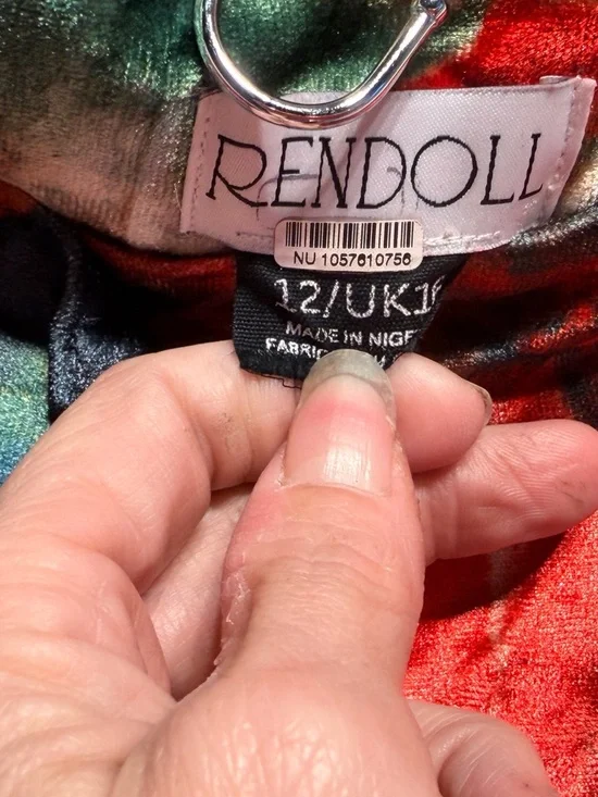 Free People Rendal Multicolor Velvet Flare Pants - Red, Blue, Green - Picture 9 of 14